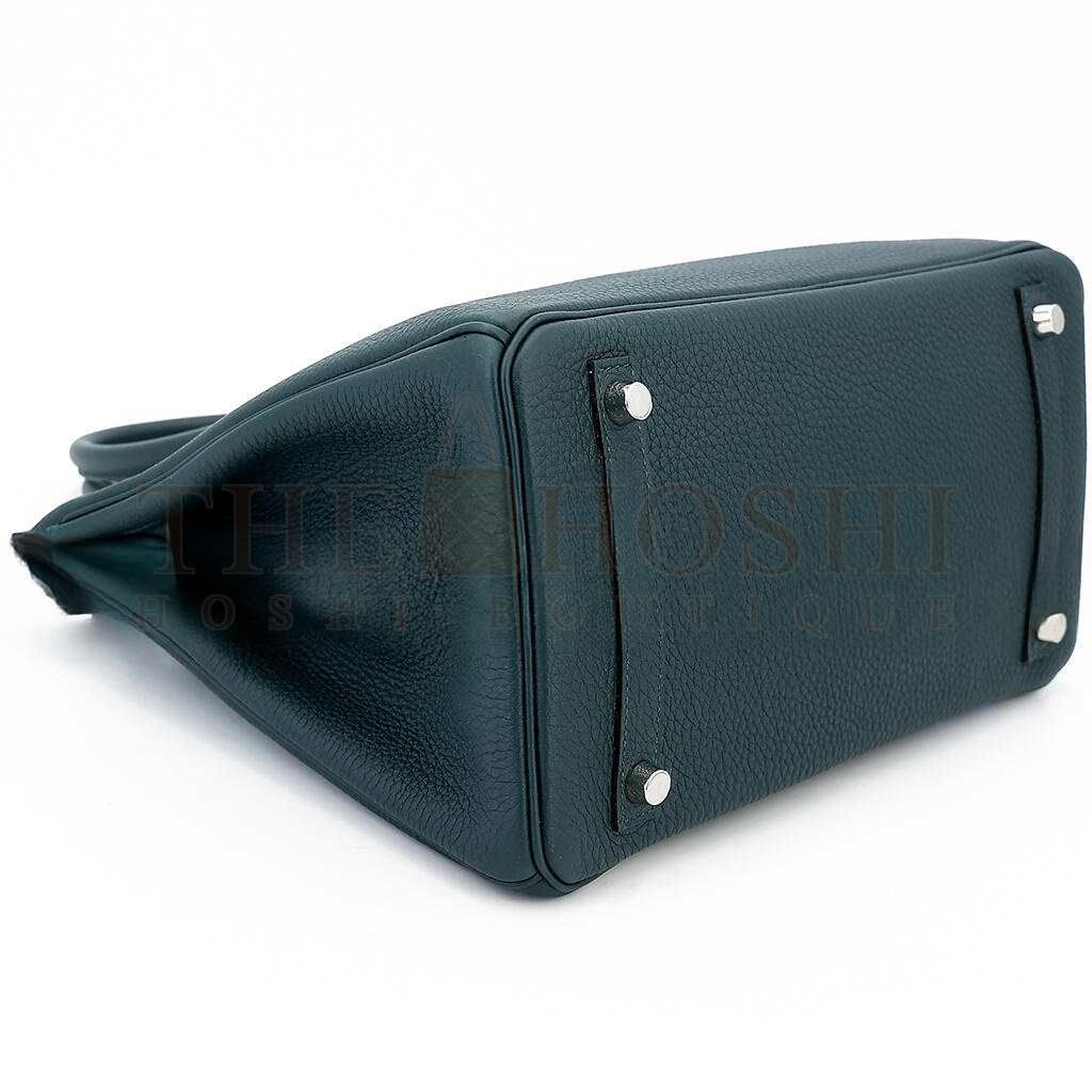 H**me5 BIRKIN 25 TOGO LEATHER CYPRESS GREEN AND GLASS BLUE WITH SILVER BUCKLE BAG 8241275657 (25*20*13cm) Master Quality